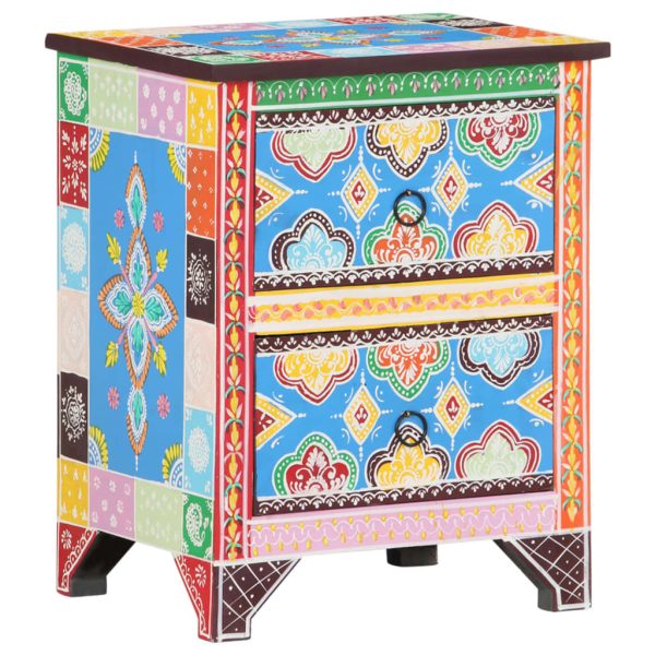 Heanor Hand Painted Bedside Cabinet 40x30x50 cm Solid Mango Wood