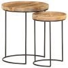 2 Piece Coffee Table Set and Steel – Solid Mango Wood