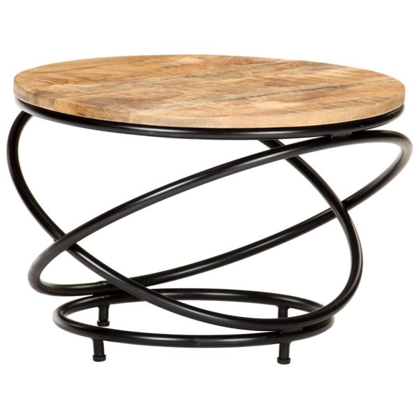 Coffee Table Black 60x60x40 cm – Solid Rough Mango Wood