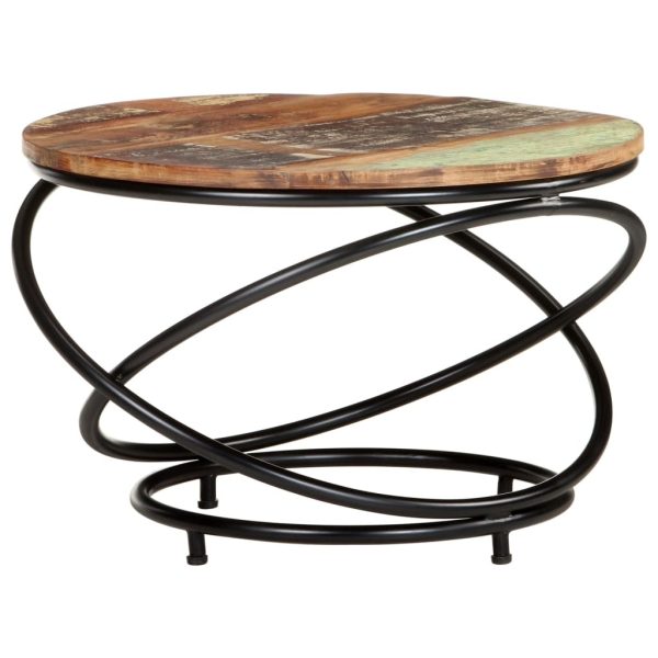 Coffee Table Black 60x60x40 cm – Solid Reclaimed Wood