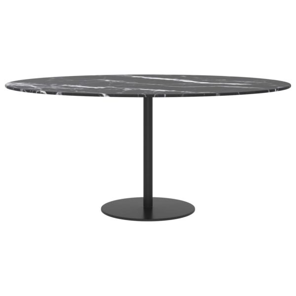 Table Top Tempered Glass Round – 90 cm, Black and White