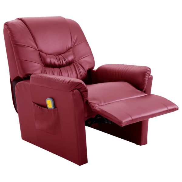 Massage Recliner Chair Faux Leather – Wine Red