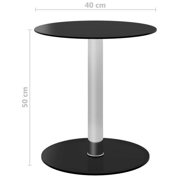 Coffee Table Transparent 40 cm Tempered Glass – Black