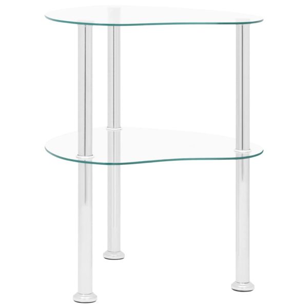 Tredegar 2-Tier Side Table Transparent 38x38x50 cm Tempered Glass – Transparent, Heart