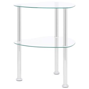 Tredegar 2-Tier Side Table Transparent 38x38x50 cm Tempered Glass – Transparent, Heart