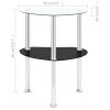 Tredegar 2-Tier Side Table Transparent 38x38x50 cm Tempered Glass – Transparent and Black, Heart
