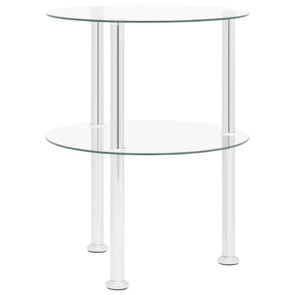 Tredegar 2-Tier Side Table Transparent 38x38x50 cm Tempered Glass – Transparent, Round