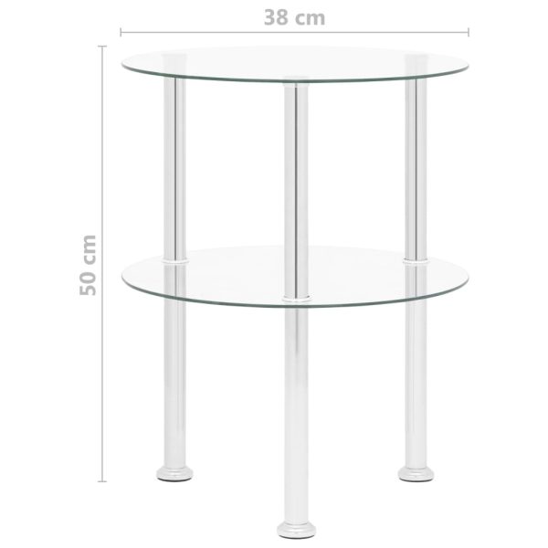 Tredegar 2-Tier Side Table Transparent 38x38x50 cm Tempered Glass – Transparent, Round