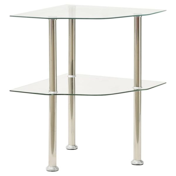 Tredegar 2-Tier Side Table Transparent 38x38x50 cm Tempered Glass – Transparent, Sector