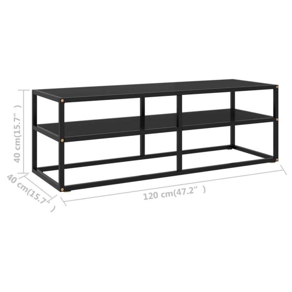 Edmond TV Cabinet with Tempered Glass – 120x40x40 cm, Black
