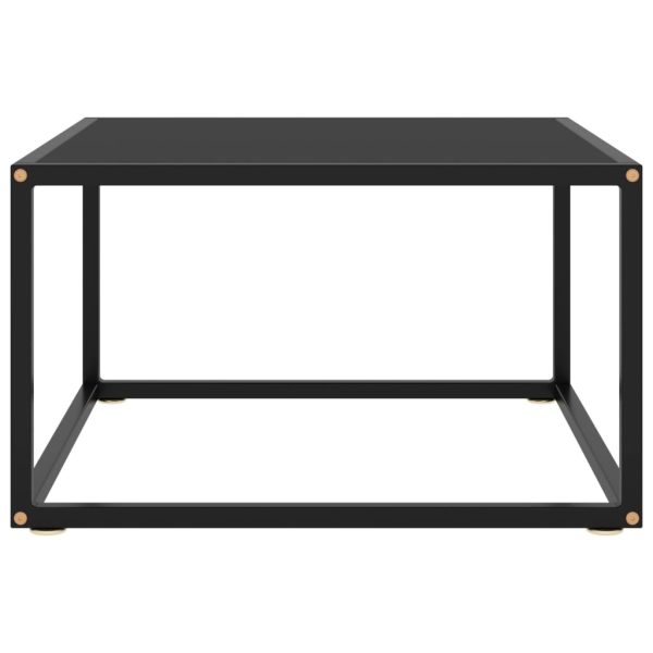 Coffee Table with Tempered Glass – 60x60x35 cm, Black