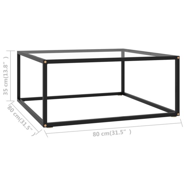 Coffee Table with Tempered Glass – 80x80x35 cm, Transparent