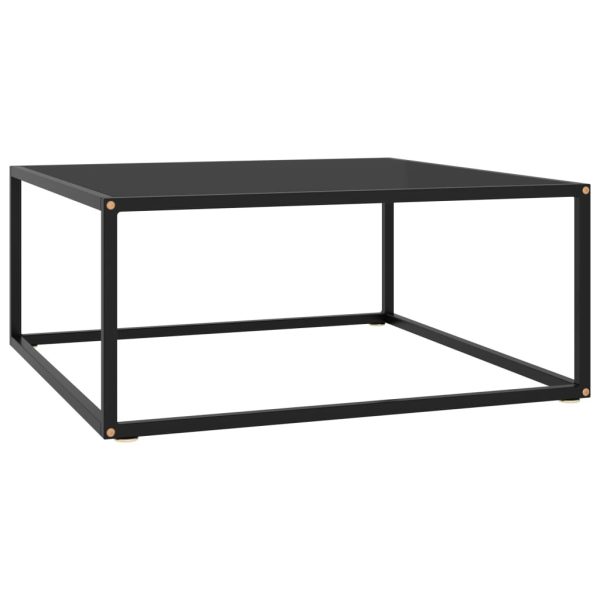 Coffee Table with Tempered Glass – 80x80x35 cm, Black