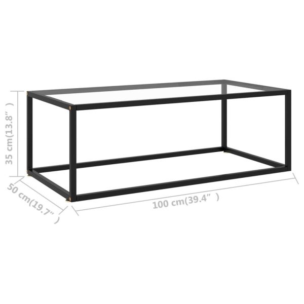 Coffee Table with Tempered Glass – 100x50x35 cm, Transparent