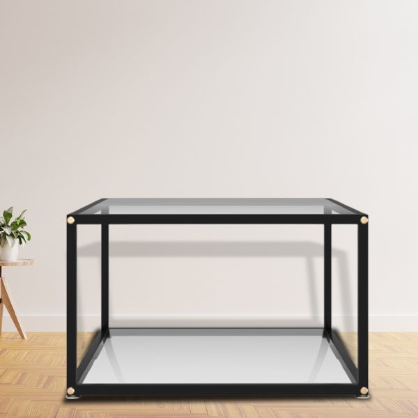 Coffee Table Transparent Tempered Glass – 80x80x35 cm, Transparent