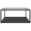 Coffee Table Transparent Tempered Glass – 80x80x35 cm, Transparent and Black