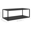 Coffee Table Transparent Tempered Glass – 100x50x35 cm, Black
