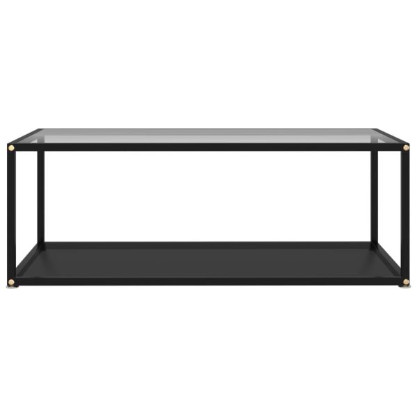 Coffee Table Transparent Tempered Glass – 100x50x35 cm, Transparent and Black