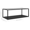 Coffee Table Transparent Tempered Glass – 100x50x35 cm, Transparent and Black