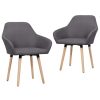 Dining Chairs 2 pcs Light Grey Fabric – Dark Grey
