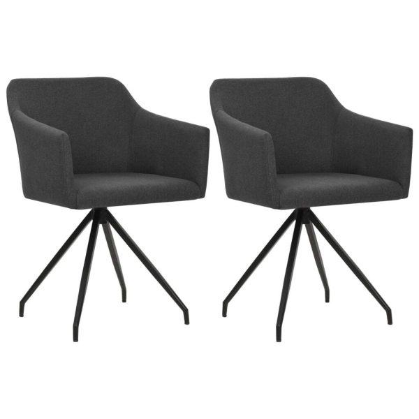 Swivel Dining Chairs 2 pcs Fabric – Dark Grey