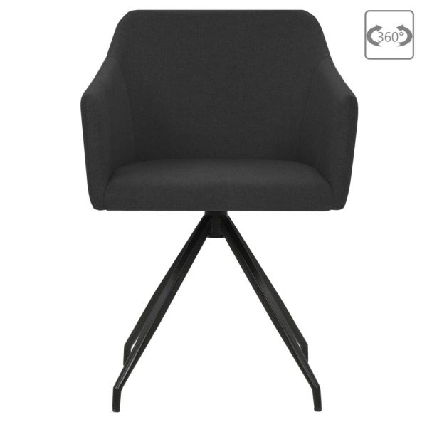 Swivel Dining Chairs 2 pcs Fabric – Black
