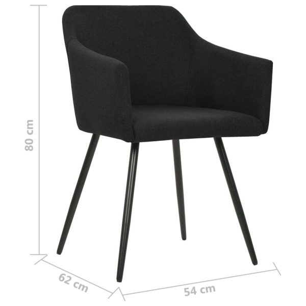Dining Chairs Fabric – Black, 2