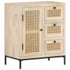 Sideboard 60x35x70 cm Solid Mango Wood and Natural Cane