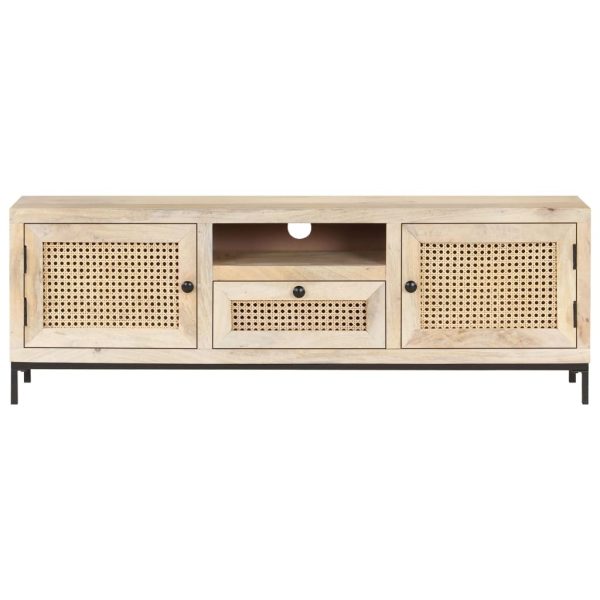 Angelo TV Cabinet 120x30x40 cm Solid Mango Wood and Natural Cane