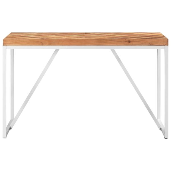 Dining Table Solid Acacia and Mango Wood – 120x60x76 cm, White