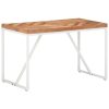 Dining Table Solid Acacia and Mango Wood – 120x60x76 cm, White