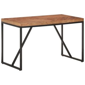 Dining Table Solid Acacia and Mango Wood – 120x60x76 cm, Black