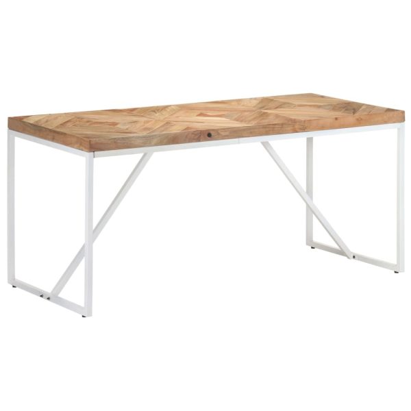 Dining Table Solid Acacia and Mango Wood – 160x70x76 cm, White