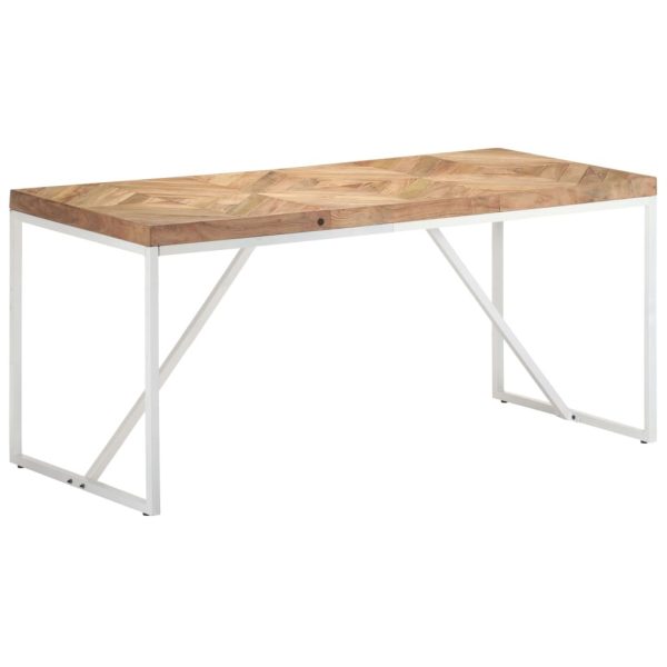 Dining Table Solid Acacia and Mango Wood – 160x70x76 cm, White