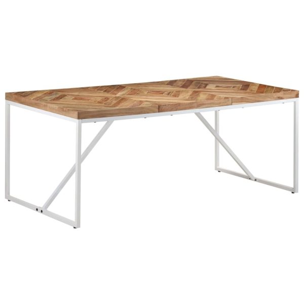 Dining Table Solid Acacia and Mango Wood – 180x90x76 cm, White