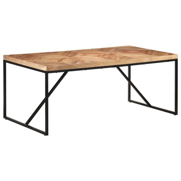 Dining Table Solid Acacia and Mango Wood – 180x90x76 cm, Black