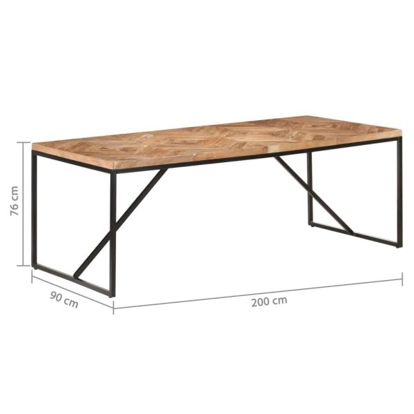 Dining Table Solid Acacia and Mango Wood – 200x90x76 cm, Black