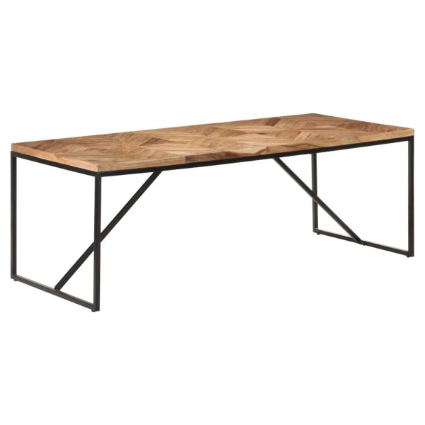 Dining Table Solid Acacia and Mango Wood – 200x90x76 cm, Black