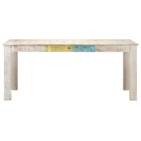 Dining Table White Solid Mango Wood – 180x90x76 cm
