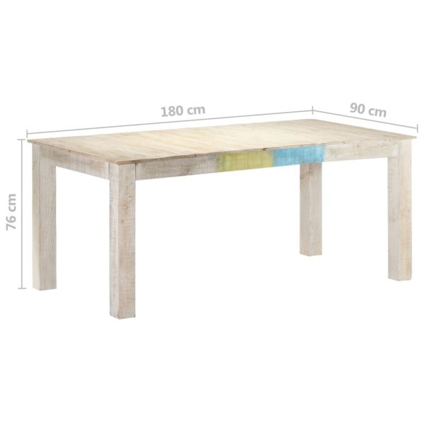 Dining Table White Solid Mango Wood – 180x90x76 cm