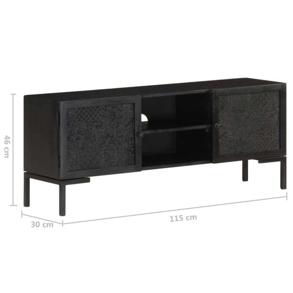 Durango TV Cabinet 115x30x46 cm Solid Mango Wood – Black