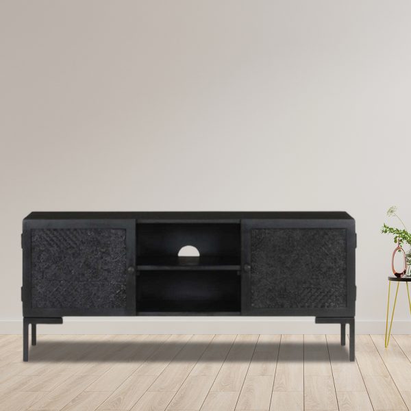Durango TV Cabinet 115x30x46 cm Solid Mango Wood – Black