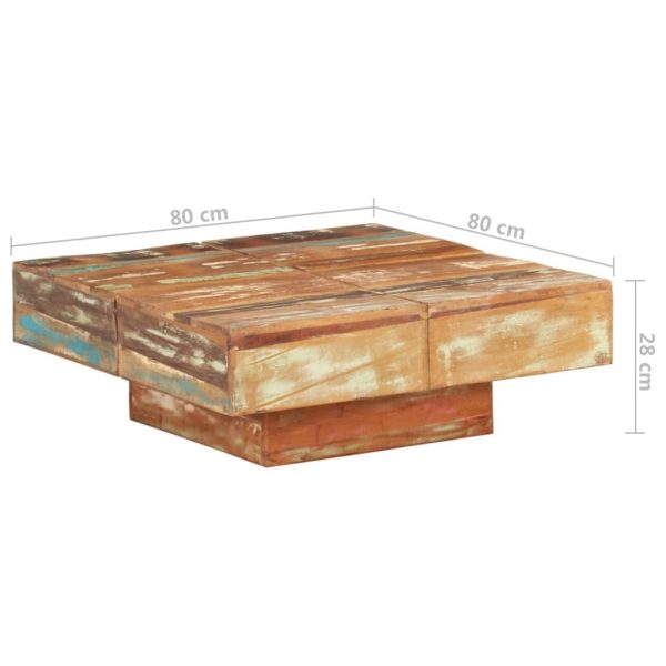 Coffee Table 80x80x28 cm – Solid Reclaimed Wood