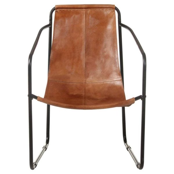 Relaxing Armchair Real Leather – Brown