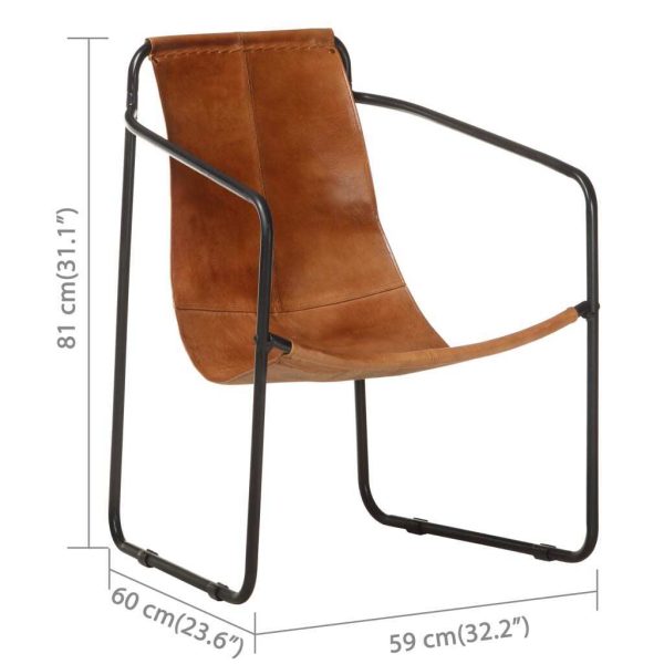 Relaxing Armchair Real Leather – Brown