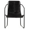 Relaxing Armchair Real Leather – Black