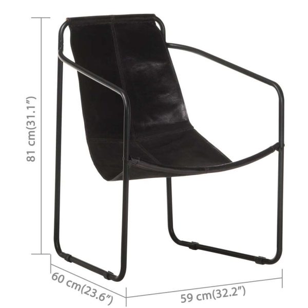 Relaxing Armchair Real Leather – Black
