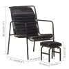 Relaxing Armchair with a Footrest Real Leather – Black