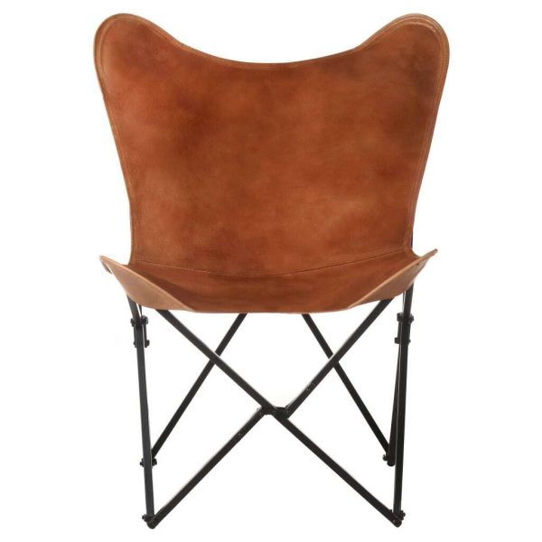 Foldable Butterfly Chair Real Leather