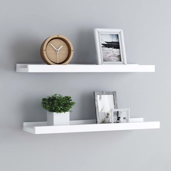 Picture Frame Ledge Shelves 2 pcs MDF – 40x9x3 cm, White